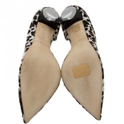 Pre Owned Jimmy Choo Leopard Print Pony Hair Willis D'Orsay Pointed Pumps Size 40