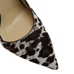 Pre Owned Jimmy Choo Leopard Print Pony Hair Willis D'Orsay Pointed Pumps Size 40