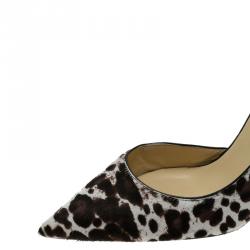 Pre Owned Jimmy Choo Leopard Print Pony Hair Willis D'Orsay Pointed Pumps Size 40