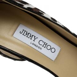 Pre Owned Jimmy Choo Leopard Print Pony Hair Willis D'Orsay Pointed Pumps Size 40