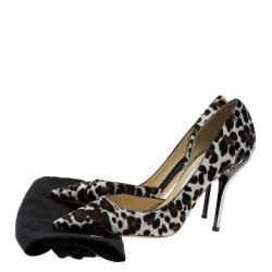 Pre Owned Jimmy Choo Leopard Print Pony Hair Willis D'Orsay Pointed Pumps Size 40