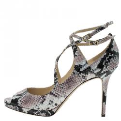 مملوكة مسبقًا Jimmy Choo Multi Color Python Arica Criss Cross Platform Sandals Size 41