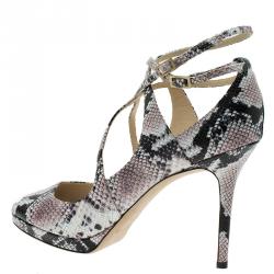 مملوكة مسبقًا Jimmy Choo Multi Color Python Arica Criss Cross Platform Sandals Size 41