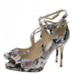 مملوكة مسبقًا Jimmy Choo Multi Color Python Arica Criss Cross Platform Sandals Size 41