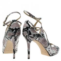 مملوكة مسبقًا Jimmy Choo Multi Color Python Arica Criss Cross Platform Sandals Size 41