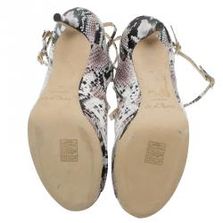 مملوكة مسبقًا Jimmy Choo Multi Color Python Arica Criss Cross Platform Sandals Size 41