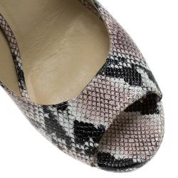 مملوكة مسبقًا Jimmy Choo Multi Color Python Arica Criss Cross Platform Sandals Size 41
