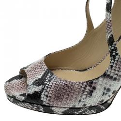 مملوكة مسبقًا Jimmy Choo Multi Color Python Arica Criss Cross Platform Sandals Size 41