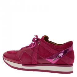 Pre Owned Jimmy Choo Pink Suede and Leather London Sneakers Size 39