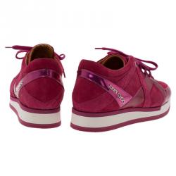 Pre Owned Jimmy Choo Pink Suede and Leather London Sneakers Size 39