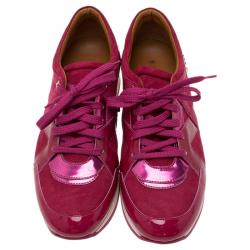 Pre Owned Jimmy Choo Pink Suede and Leather London Sneakers Size 39
