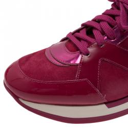 Pre Owned Jimmy Choo Pink Suede and Leather London Sneakers Size 39