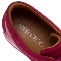 Pre Owned Jimmy Choo Pink Suede and Leather London Sneakers Size 39