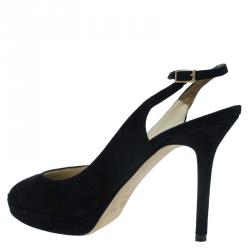 مملوكة مسبقًا Jimmy Choo Black Suede Nova Slingback Sandals Size 38