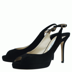 مملوكة مسبقًا Jimmy Choo Black Suede Nova Slingback Sandals Size 38