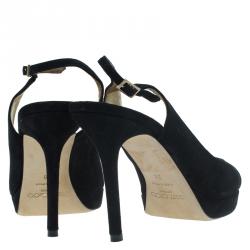 مملوكة مسبقًا Jimmy Choo Black Suede Nova Slingback Sandals Size 38