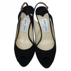 مملوكة مسبقًا Jimmy Choo Black Suede Nova Slingback Sandals Size 38