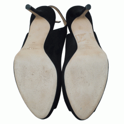 مملوكة مسبقًا Jimmy Choo Black Suede Nova Slingback Sandals Size 38