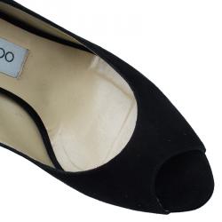مملوكة مسبقًا Jimmy Choo Black Suede Nova Slingback Sandals Size 38