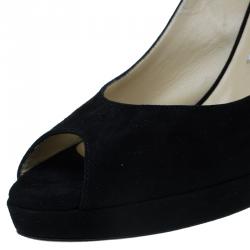 مملوكة مسبقًا Jimmy Choo Black Suede Nova Slingback Sandals Size 38