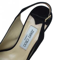 مملوكة مسبقًا Jimmy Choo Black Suede Nova Slingback Sandals Size 38