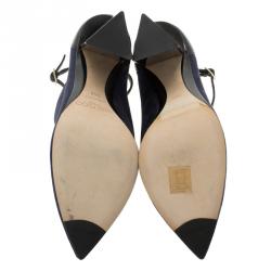 Pre Owned Jimmy Choo Navy Blue Suede and Black Leather Vanish Ankle Boots Size 39.5