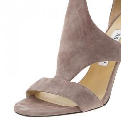 Pre Owned Jimmy Choo Glitter Lilac Suede Hampton Crystal Embellished Sandals Size 38