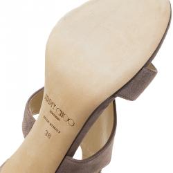 Pre Owned Jimmy Choo Glitter Lilac Suede Hampton Crystal Embellished Sandals Size 38