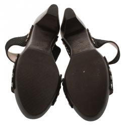 Pre Owned Jimmy Choo Black Python Embossed Wooden Platform Slides Size 37.5