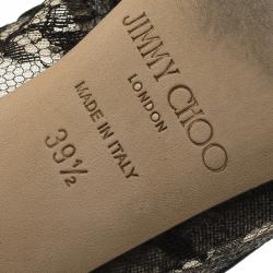 Pre Owned Jimmy Choo Black Cutout Suede and Lace Jalislo Sandals Size 39.5