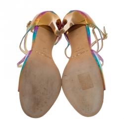 Pre Owned Jimmy Choo Multicolor Leather Lance Strappy Sandals Size 37
