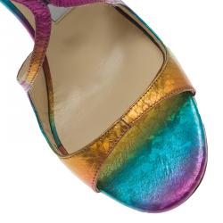 Pre Owned Jimmy Choo Multicolor Leather Lance Strappy Sandals Size 37