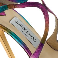 Pre Owned Jimmy Choo Multicolor Leather Lance Strappy Sandals Size 37