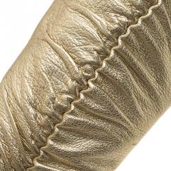 مملوكة مسبقًا Jimmy Choo Metallic Gold Leather Scrunch Knee Boots Size 36