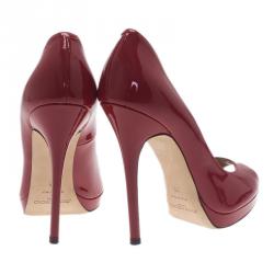 Pre Owned Jimmy Choo Red Patent Luna Peep Toe Pumps Size 39
