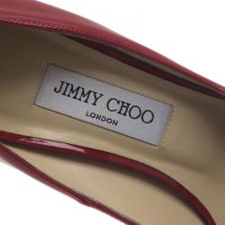 Pre Owned Jimmy Choo Red Patent Luna Peep Toe Pumps Size 39