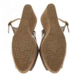 مملوكة مسبقًا صندل جيمي تشو بروفا جلد رمادي لامع بح زام خلفي للكاحل كعب فيلين روكي مقاس 38