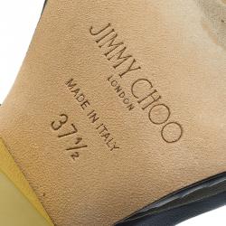 Pre Owned Jimmy Choo Colorblock Suede and Leather Kaya Multistrap Sandals Size 37.5