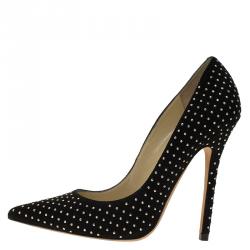 Pre Owned Jimmy Choo Black Studded Suede Anouk Pumps Size 36