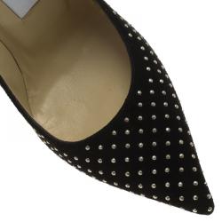 Pre Owned Jimmy Choo Black Studded Suede Anouk Pumps Size 36