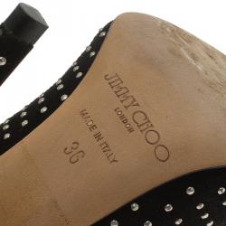 Pre Owned Jimmy Choo Black Studded Suede Anouk Pumps Size 36