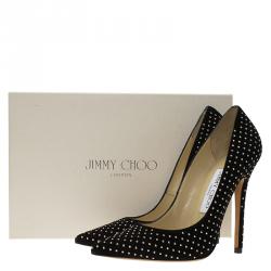 Pre Owned Jimmy Choo Black Studded Suede Anouk Pumps Size 36