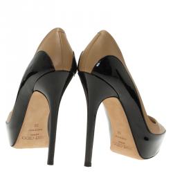 Pre Owned Jimmy Choo Two Tone Leather Sepia Platform Pumps Size 36
