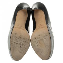 Pre Owned Jimmy Choo Two Tone Leather Sepia Platform Pumps Size 36
