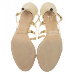 Pre Owned Jimmy Choo Beige Leather Tebori T Strap Sandals Size 41