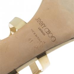 Pre Owned Jimmy Choo Beige Leather Tebori T Strap Sandals Size 41