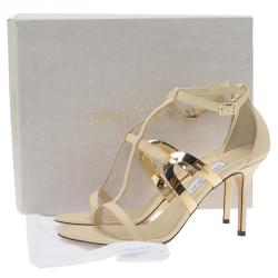 Pre Owned Jimmy Choo Beige Leather Tebori T Strap Sandals Size 41