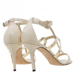 Pre Owned Jimmy Choo Beige Leather Tebori T Strap Sandals Size 39