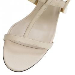 Pre Owned Jimmy Choo Beige Leather Tebori T Strap Sandals Size 39