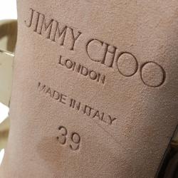 Pre Owned Jimmy Choo Beige Leather Tebori T Strap Sandals Size 39